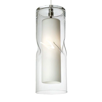 Varia 1-Light Large 16" Pendant Satin Nickel with Clear Glass Shade