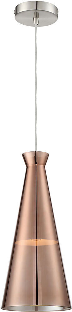 Cabello 1-Light Contemporary Elongated Pendant Copper Finished/Glass Shade