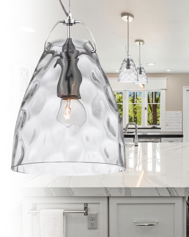 Amero 1-Light Small Pendant Chrome with Clear Blown Glass Amero 1-Light Small Pendant Chrome with Clear Blown Glass