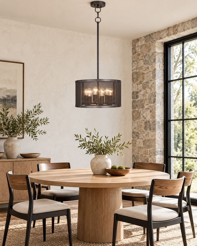 Black Smith Rustic R6-Light Pendant Matte Black