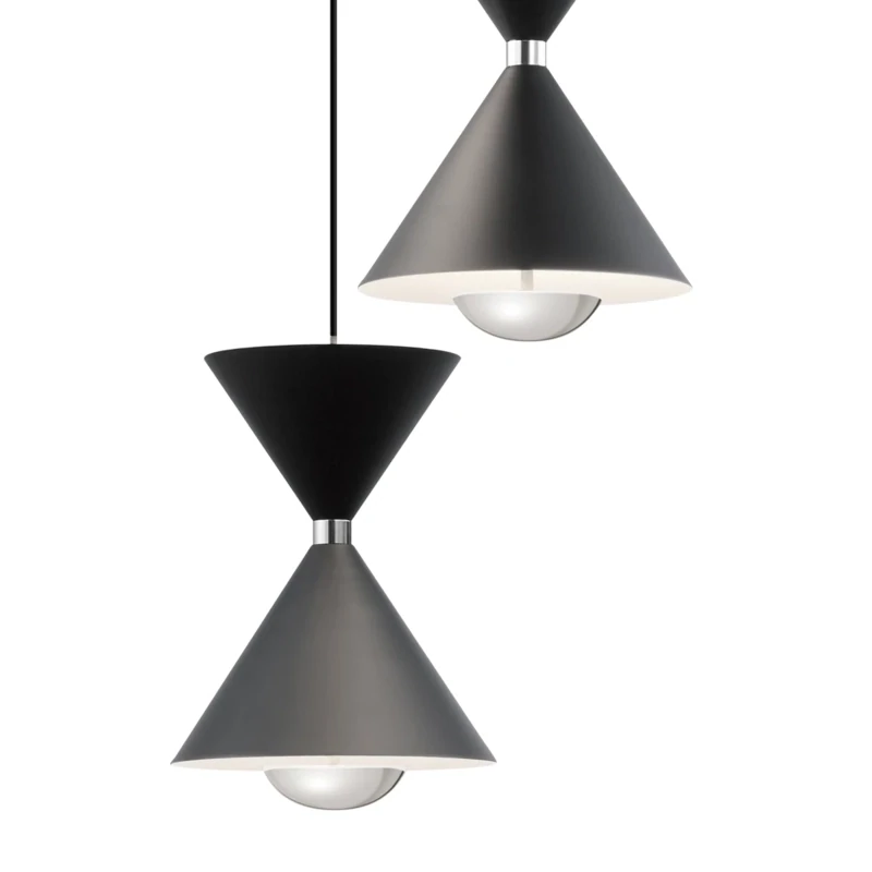 Contemporary Kordan LED 3 Light Cluster Pendant Midnight Black/Polished Nickel