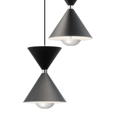 Contemporary Kordan LED 3 Light Cluster Pendant Midnight Black/Polished Nickel
