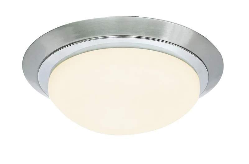 2-Light Dome Flush Mount Satin Nickel and Chrome