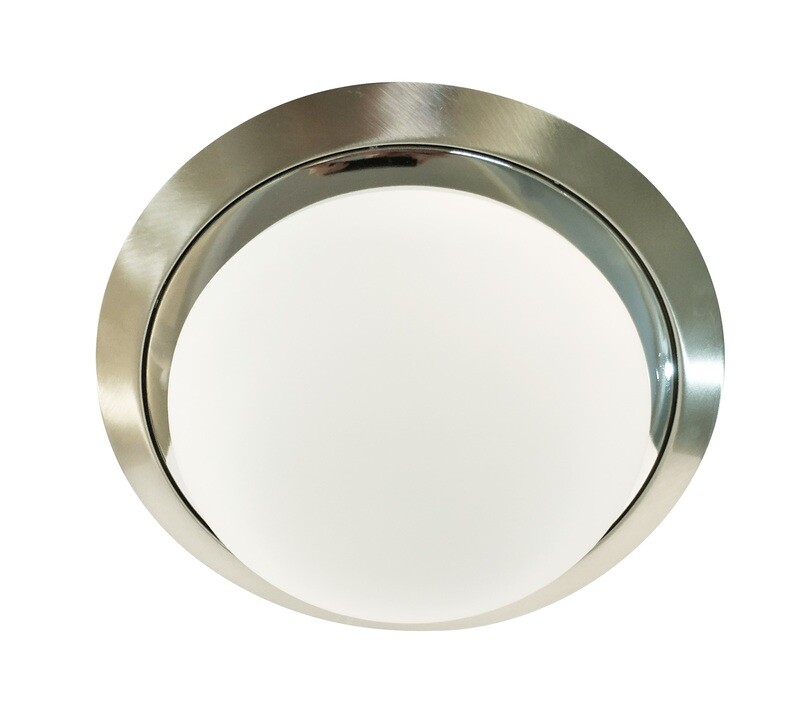 2-Light Dome Flush Mount Satin Nickel and Chrome
