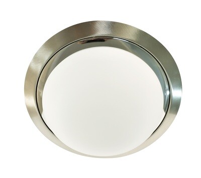 2-Light Dome Flush Mount Satin Nickel and Chrome