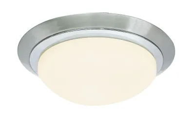 2-Light Dome Flush Mount Satin Nickel and Chrome 2-Light Dome Flush Mount Satin Nickel and Chrome