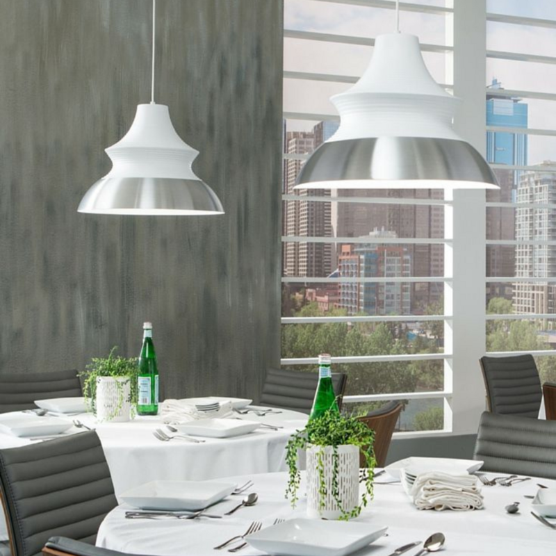 Contemporary 20" Wide Togan Grande 1-Light LED Pendant White and Aluminum