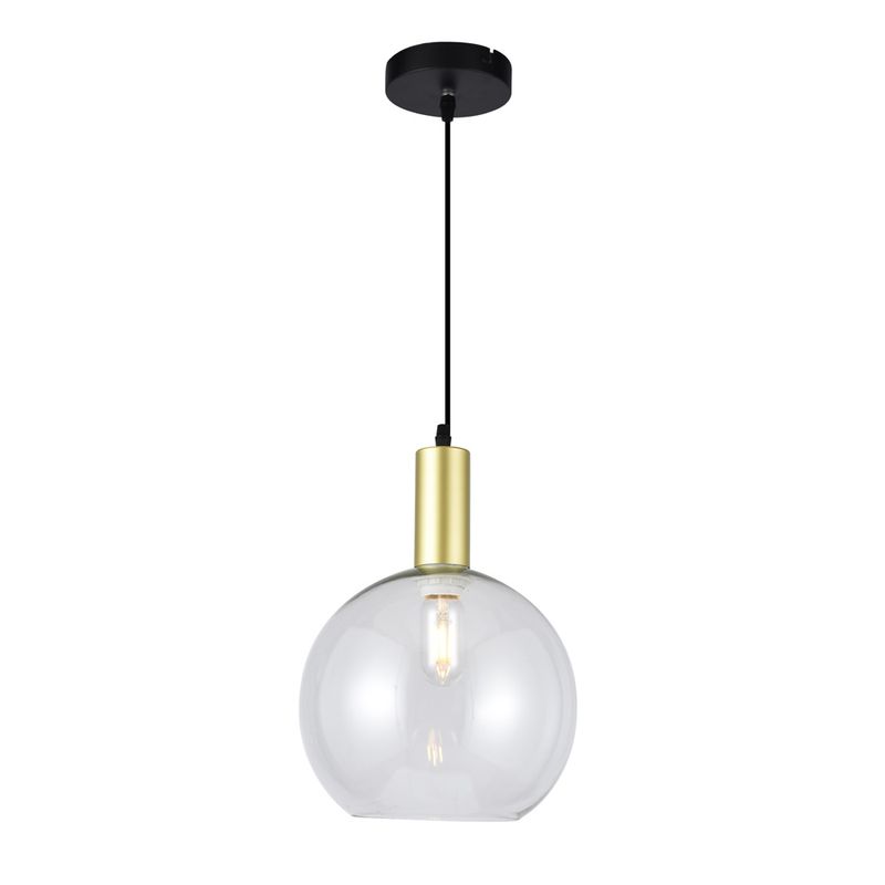 1-Light Large Pendant Classic Gold and Black with Clear Sphere Glass 1-Light Large Pendant Classic Gold and Black with Clear Sphere Glass