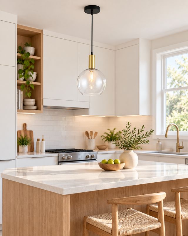 1-Light Large Pendant Classic Gold and Black with Clear Sphere Glass