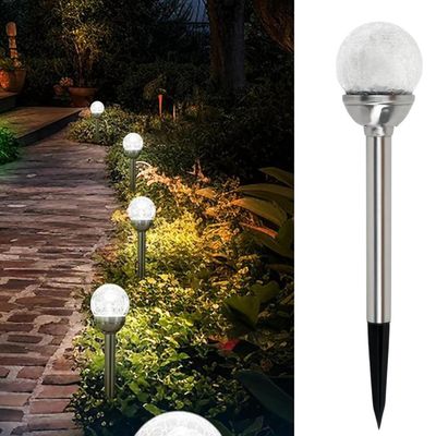 Solar Mini Crackle Pathlight Stainless Steel