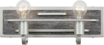 Modern Industrial/Farmhouse Lofty Vanity 2X100W Steel with Grey Wood Modern Industrial/Farmhouse Lofty Vanity 2X100W Steel with Grey Wood