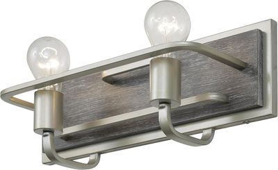 Modern Industrial/Farmhouse Lofty Vanity 2X100W Steel with Grey Wood