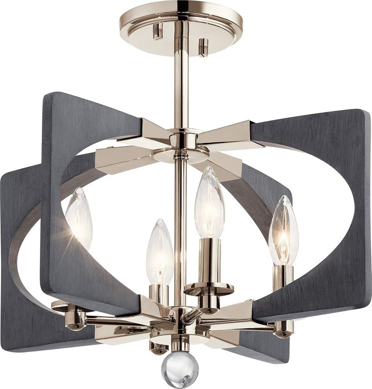 Contemporary Alscar 4 Light 18 inch Driftwood Grey Semi Flush Light Ceiling Light