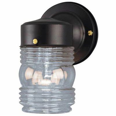 One Light Indoor/Outdoor Jelly Jar Wall - Black