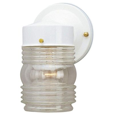 One Light Indoor/Outdoor Jelly Jar Wall - White