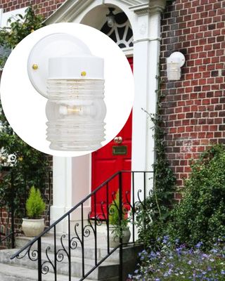 One Light Indoor/Outdoor Jelly Jar Wall - White