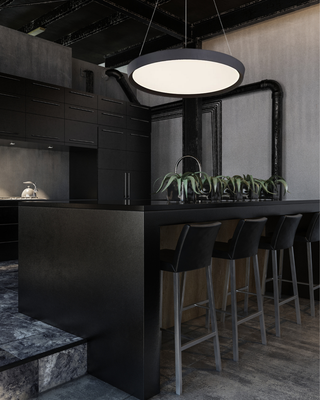 Contemporary Union Pendant 32W LED 3000K Bk