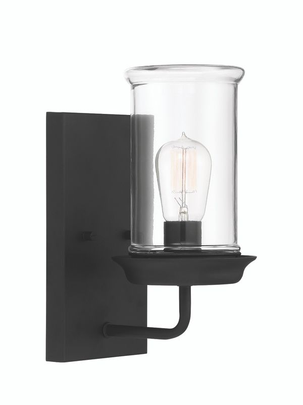 Homestead 1-Light Outdoor Wall Fixture Espresso with clear glass