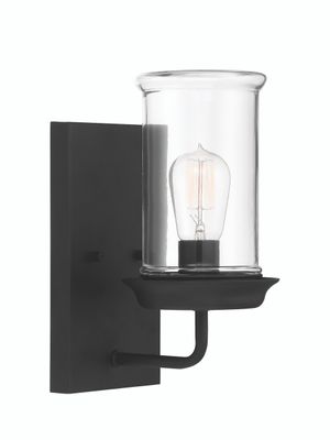 Homestead 1-Light Outdoor Wall Fixture Espresso with clear glass