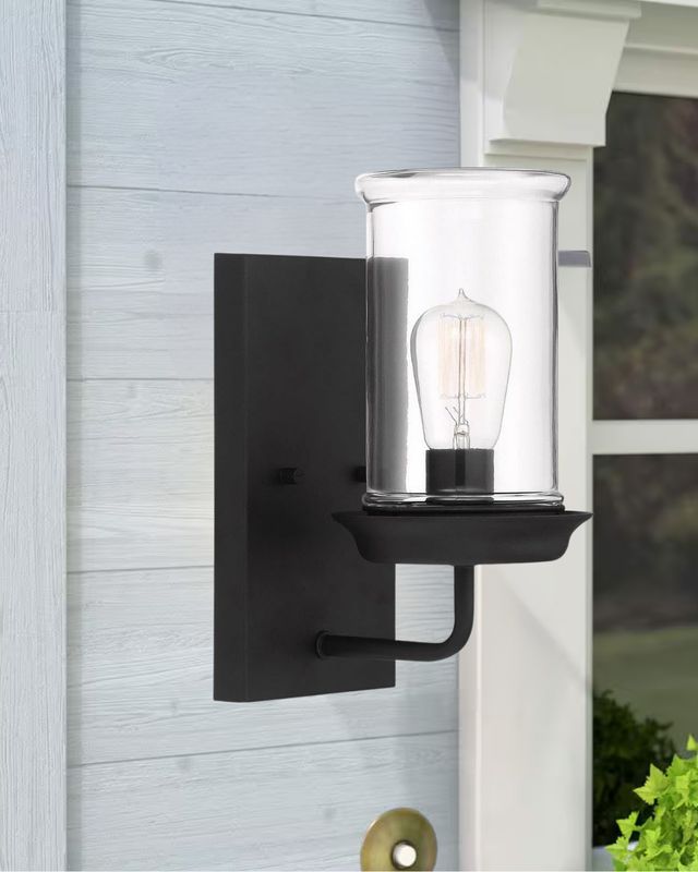 Homestead 1-Light Outdoor Wall Fixture Espresso with clear glass