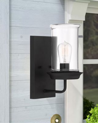 Homestead 1-Light Outdoor Wall Fixture Espresso with clear glass