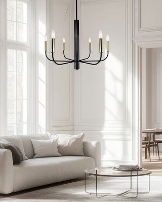 Avalon 6-Lighht Chandelier Black &amp; Vintage Brass