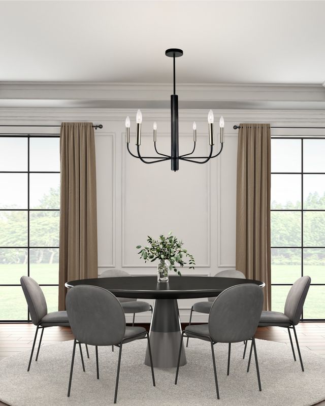Avalon 6-Light Chandelier Black &amp; Brushed Nickel