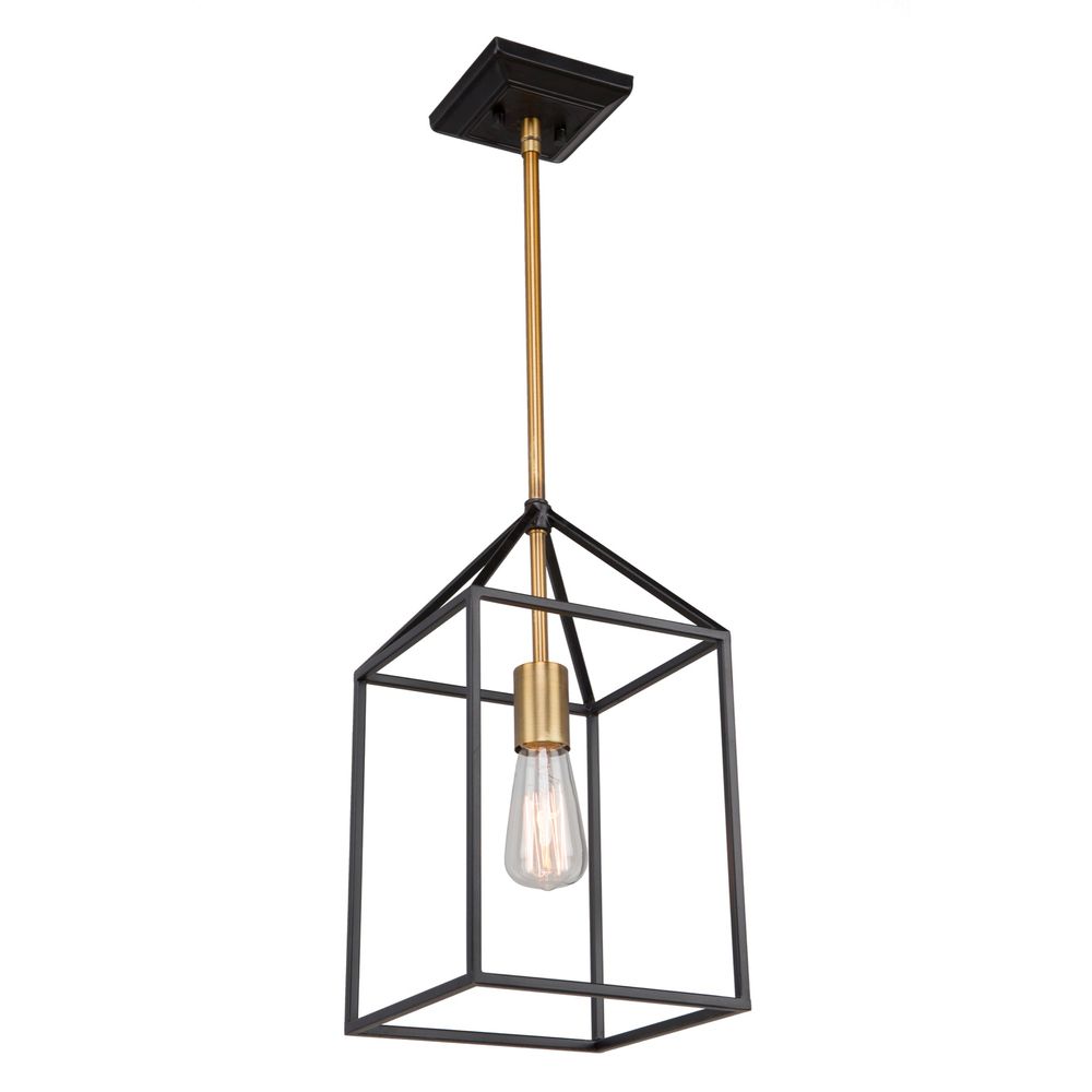 Twilight 1-Light Pendant Matte Black & Harvest Brass