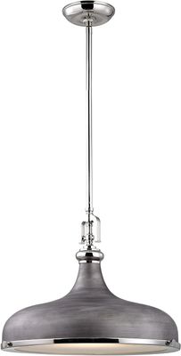 Rutherford 1-Light Pendant Polished Nickel and Weathered Zinc