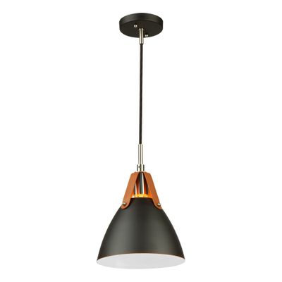Tote 1-Light Pendant Black and Polished Nickel