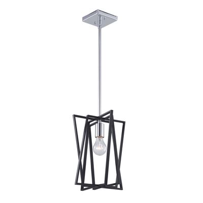 Middleton 1-Light Pendant Matte Black and Polished Chrome