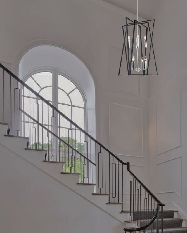 Middleton 8-Light Chandelier Matte Black and Polished Chrome