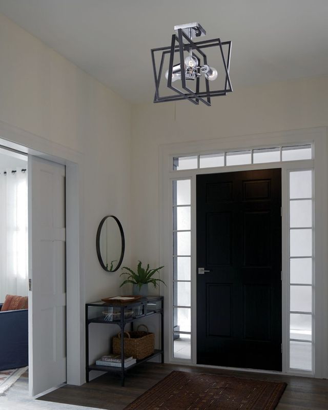 Middleton 3-Light Semi-Flush in Matte Black and Polished Chrome