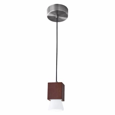 Burlington 2 Inch LED Mini Pendant Walnut Wood with Brushed Steel Hardware/Frosted Glass