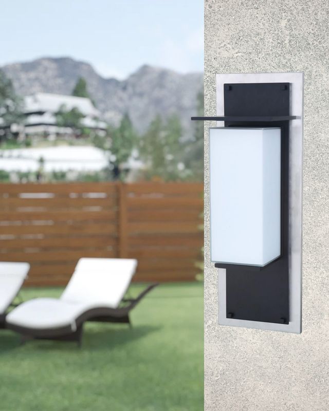 Heights 20" Outdoor LED Wall Mount Stainless Steel and Midnight