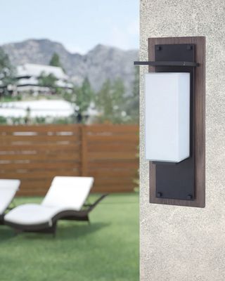 Heights 15" Outdoor LED Wall Mount Whiskey Barrel and Midnight