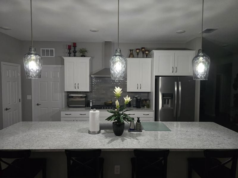 Clear Textured Glass 1-Light Bell Pendant Brushed Polished Nickel