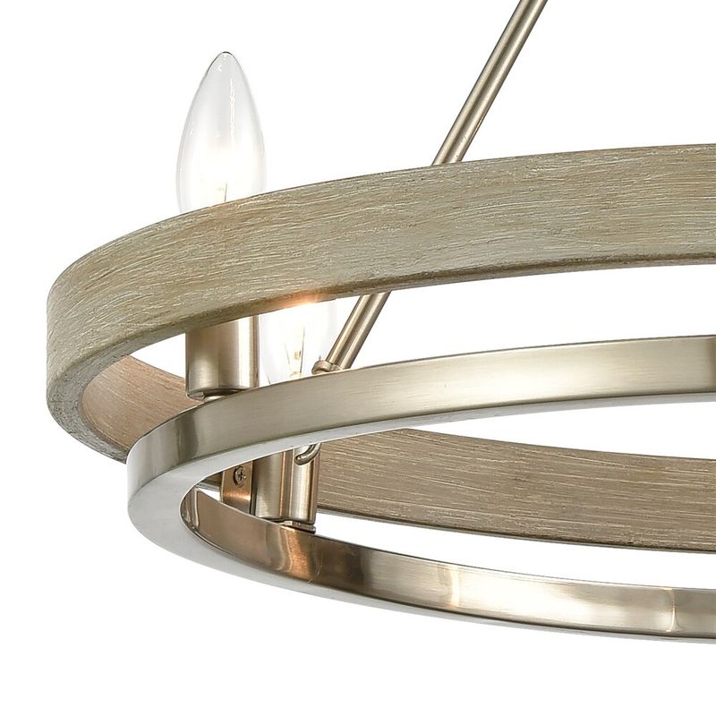 Ramsey 6-Light Chandelier Satin Nickel with Beechwood