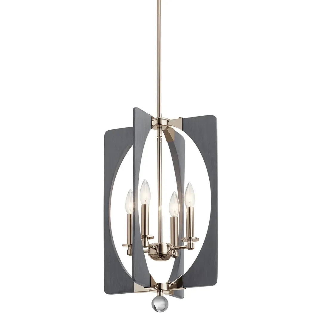 Alscar 4-Light Pendant Polished Nickel and Driftwood Grey