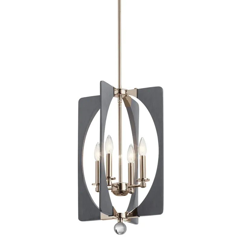 Alscar 4-Light Pendant Polished Nickel and Driftwood Grey Alscar 4-Light Pendant Polished Nickel and Driftwood Grey