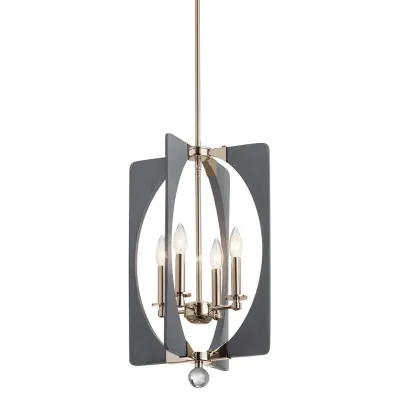 Alscar 4-Light Pendant Polished Nickel and Driftwood Grey