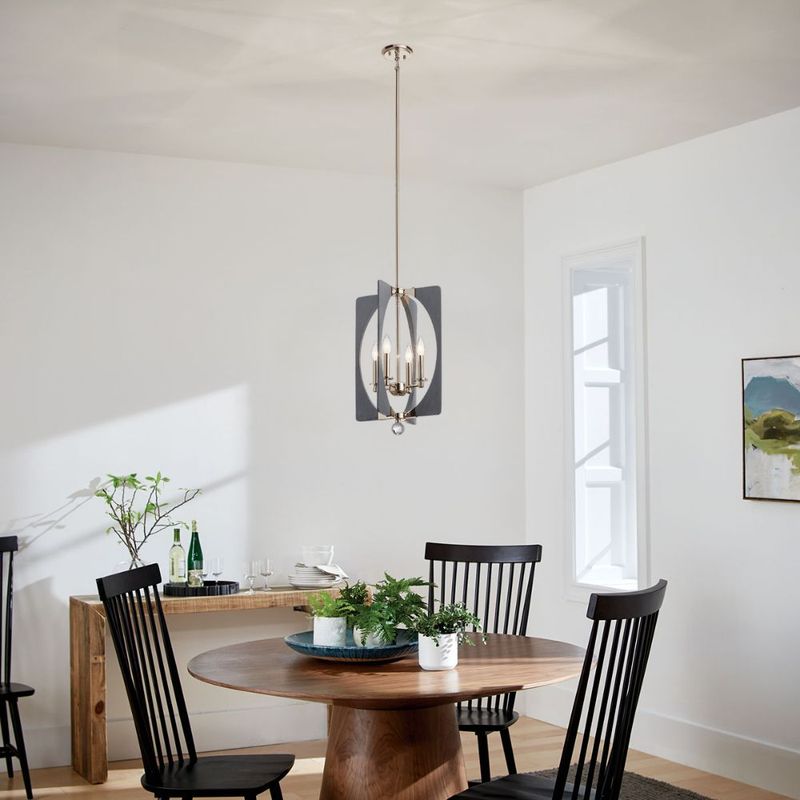 Alscar 4-Light Pendant Polished Nickel and Driftwood Grey