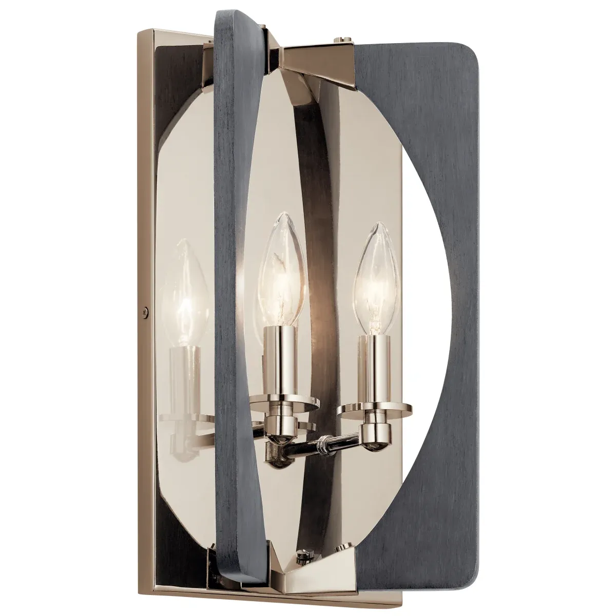 Alscar 2-Light Wall Sconce Polished Nickel and Driftwood Grey