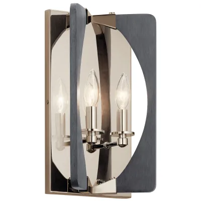 Alscar 2-Light Wall Sconce Polished Nickel and Driftwood Grey