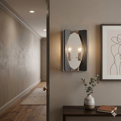 Alscar 2-Light Wall Sconce Polished Nickel and Driftwood Grey