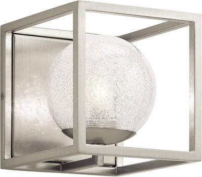 Karia Modern 1-Light Wall Sconce Brushed Nickel & Textured Glass Globe