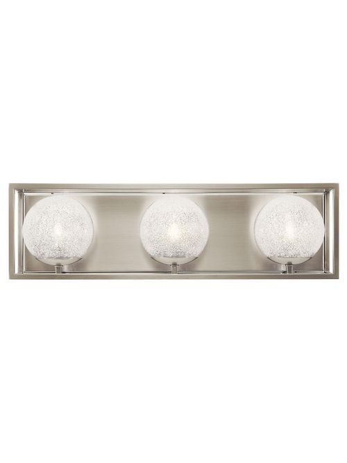 Modern Karia 3-Light Vanity Brushed Nickel & Textured Glass Globes