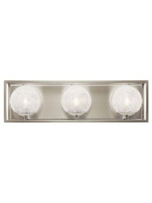 Modern Karia 3-Light Vanity Brushed Nickel & Textured Glass Globes