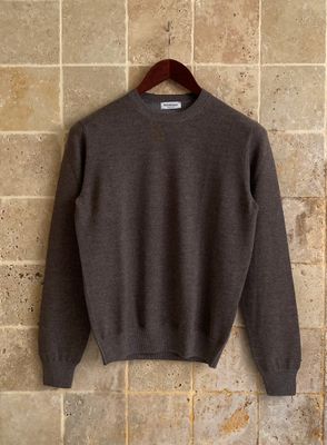 Pull col rond taupe