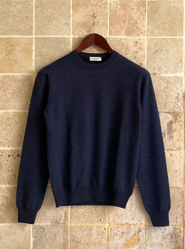 Pull col rond marine